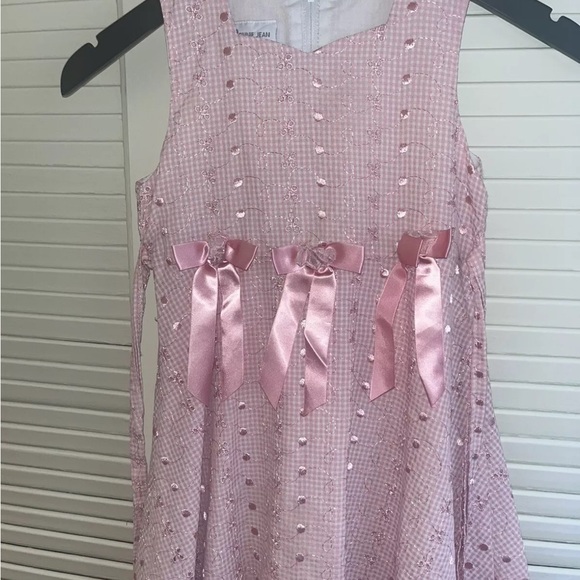 Bonnie Jean Girls Bow Pink Dress Size 6X holiday party - Picture 2 of 4